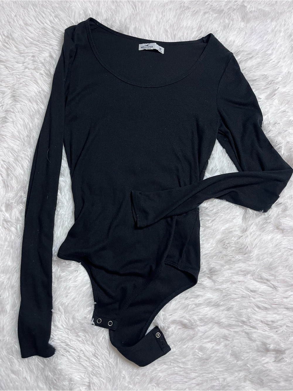 Hollister Black Long-Sleeve Scoop Neck Bodysuit